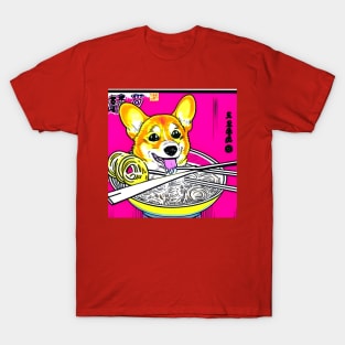 Corgi Eating Ramen Noodles T-Shirt